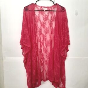 💓Andrée By UNIT Vibrant Hot Pink Lace Kimono Size 2X